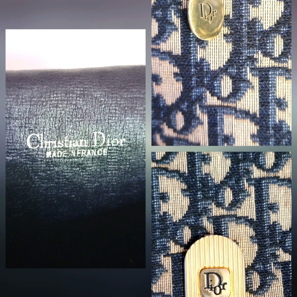Auth 💞Christian Dior Vintage Navy Jacquard Shoulder Bag W/Adjustable Strap - Picture 13 of 14